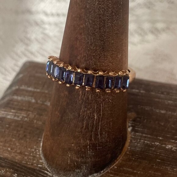 Gold-Plated Sapphire Baguette Eternity Band - Picture 2 of 4